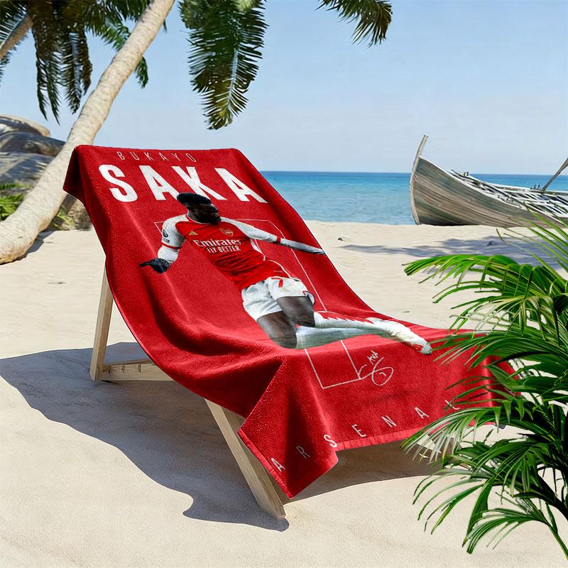 Bukayo Saka Fire Beach Towel, Large Soft Quick Dry Towel for Beach Camping Swimming