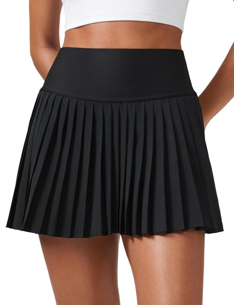 CRZ YOGA Tennis with Inner High Size M Skirt/Golf Skirt, Pleated, Shorts, A-Line, Waist, Pockets, Tennis/Golf Wear, Black,