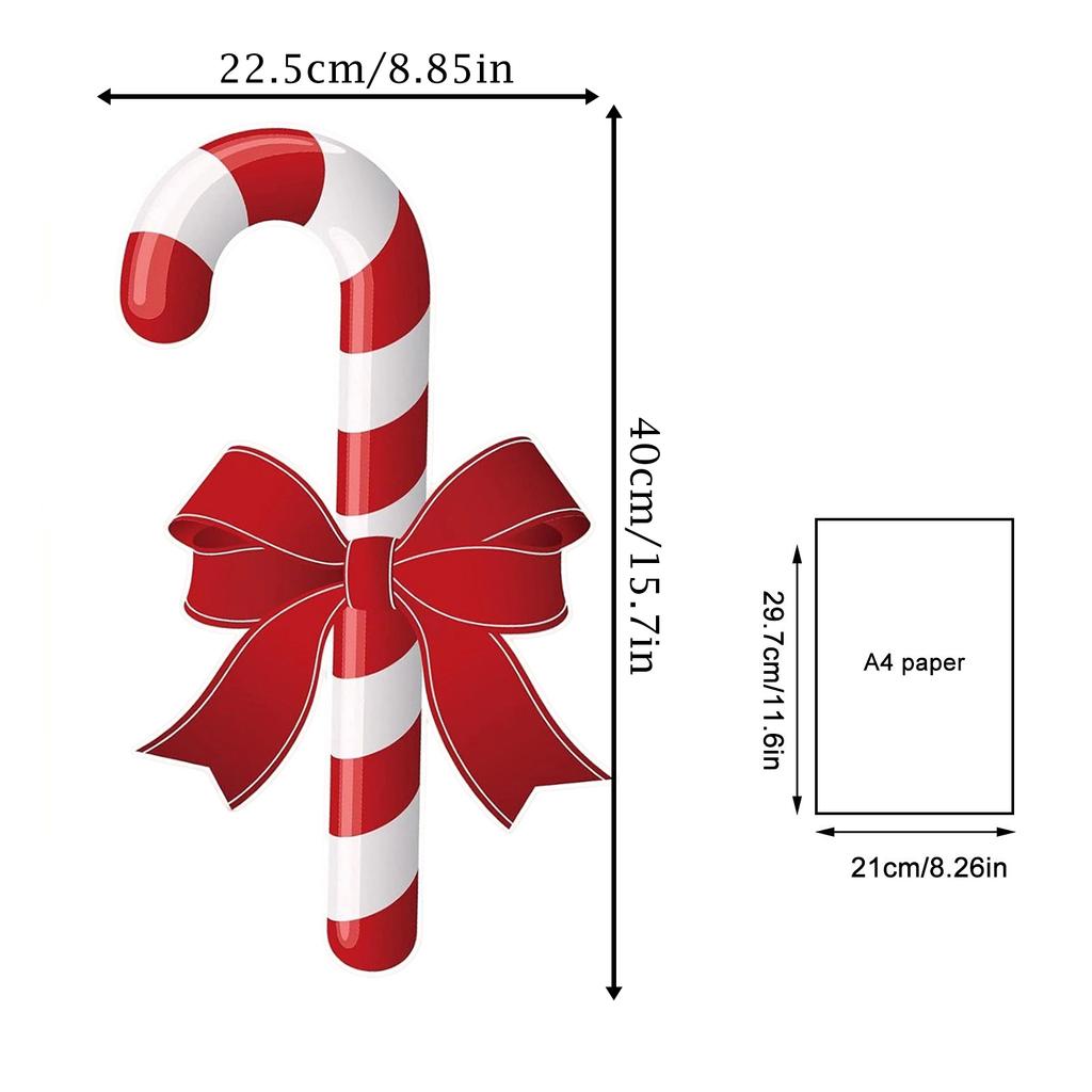 Christmas Candy Cane Yard Decoration, 2D Flat Hollow Board Garden Stake for Outdoor Party Holiday Decor