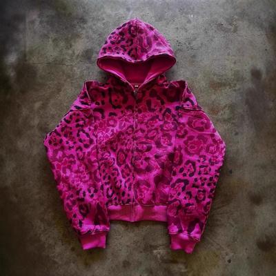 Tierprint Kapuzenpullover mit langen Ärmeln und Reißverschluss passendes Hosen-Set Unisex Streetwear Outfit