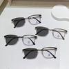 Photochromic Myopia Glasses Ultra Light Metal Frame for Women Men Business Reading Glasses