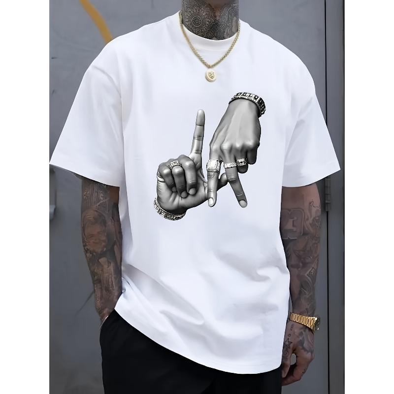 Men's Graphic T-Shirt Bold Letter Print, Lightweight Breathable Fabric for Everyday Casual - Everyday Essential, Summer Clothing, Round Neckline Shirt