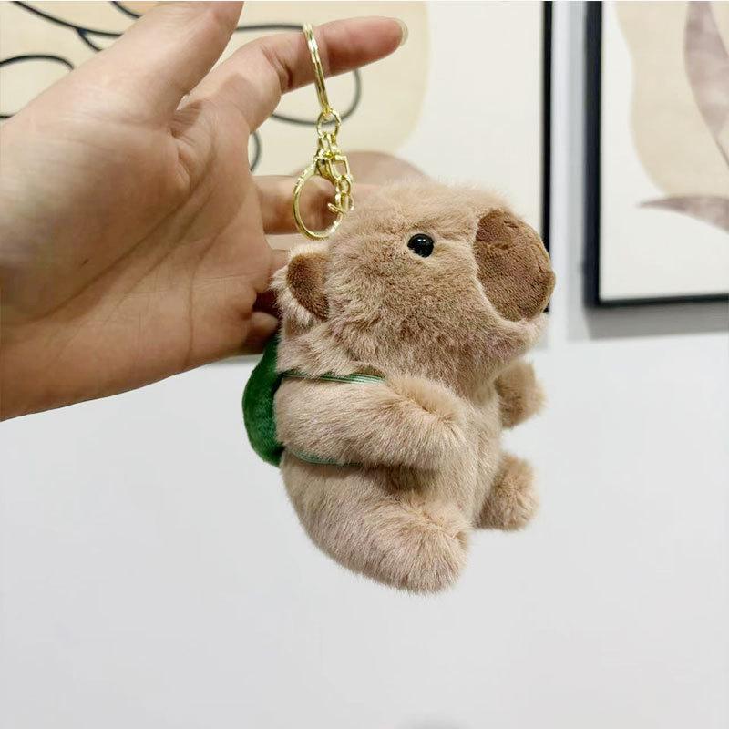 Keychain Capybara Plush With Chicken Hat Adorable Soft Bag Charm Toy