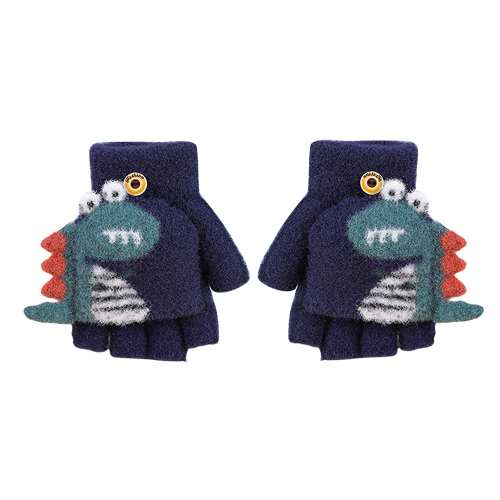 

Tidyworm Knit Cute Dinosaur Perfect for Fall and Snow Cold Weather Smartphone Elementary Boys and Ages Kids Mittens, Design, Stylish, Fingerless,