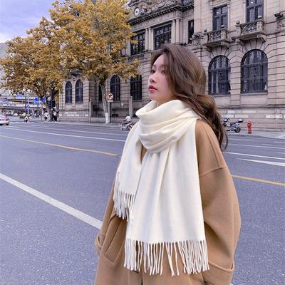 Solid Color Scarf Women's Winter Thickened Imitation Cashmere Scarf New Men's Shawl Wool Cashmere Scarf
