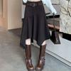 Spring Autumn Irregular Knee Skirts American Vintage A-Line Female Clothing High Waist Stylish Asymmetrical Sashes Basic Skirts