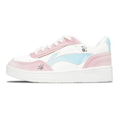 Li Ning Sauerteig Rutschfest Abriebfest Niedrig geschnitten Skateboard Schuhe Damen Rosa Weiß AGCU112-6(Team1034-)