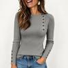 Damski dzianinowy sweter z zapięciem na guziki, casualowy top do warstwowego ubierania na jesień i zimę