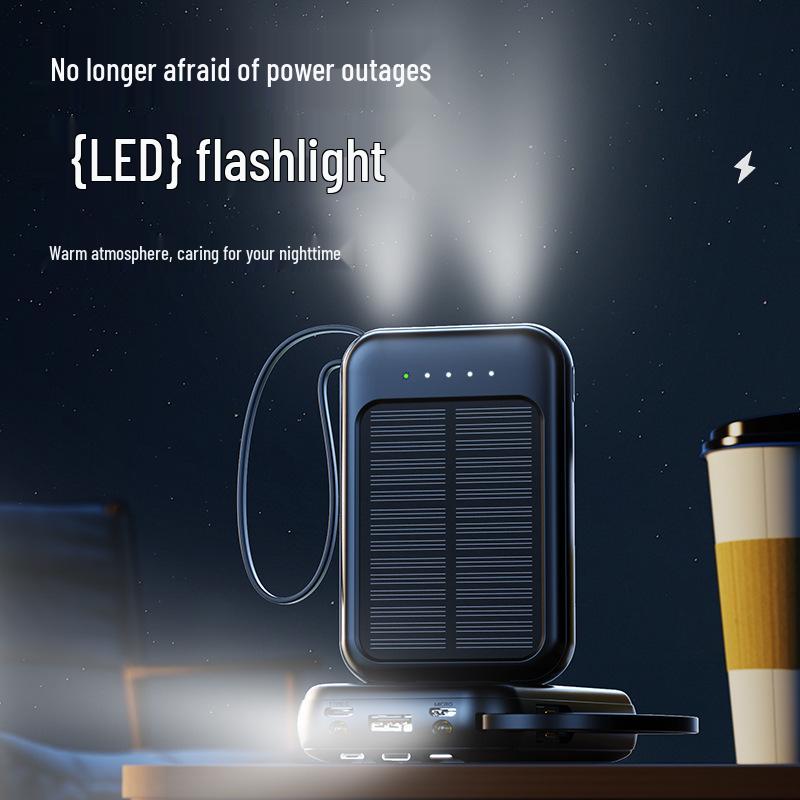 KC Solar Power Bank, 20000mAh, Compact, with 4 Built-in Cables - Ideal Gift for Mobile Charging