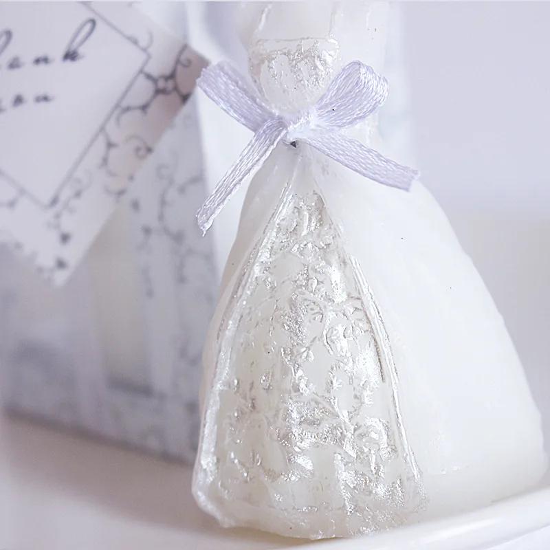 Romantic Wedding Bridal Candle Wedding Party Home Decoration Wedding Gift White Romantic Elegant Boxed Bridal Dress Design