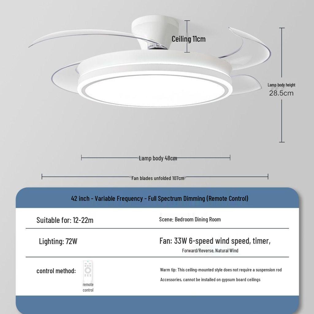 2026 Modern Invisible Ceiling Fan Light Chandelier for Dining, Living Room, Bedroom