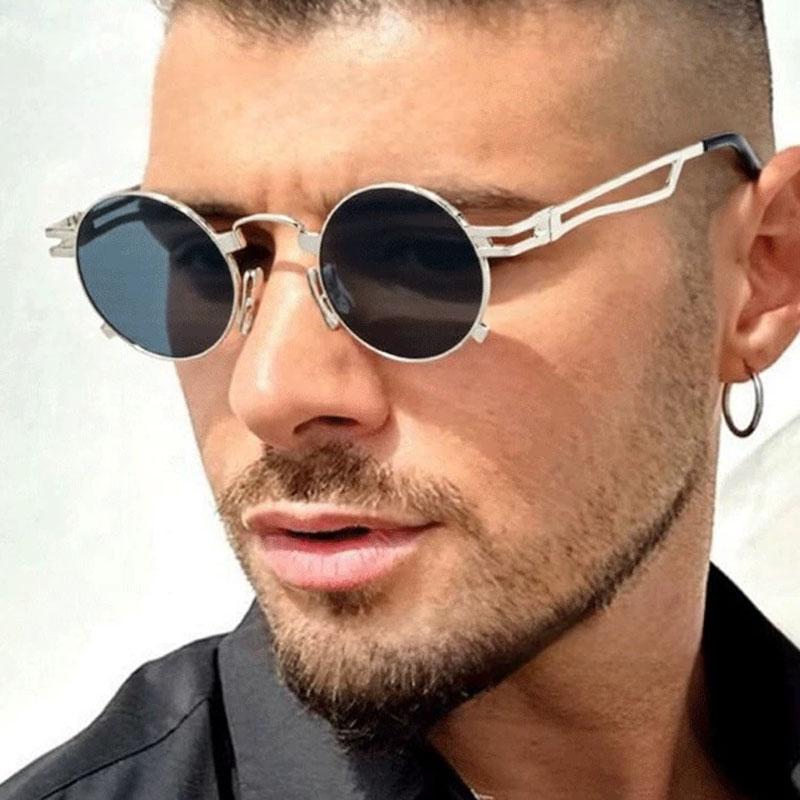 Steampunk Vintage Metal Round Sunglasses Women For Men Luxury Brand Designer Punk Shades Popular Hip Hop Small Frame Sun Glasses