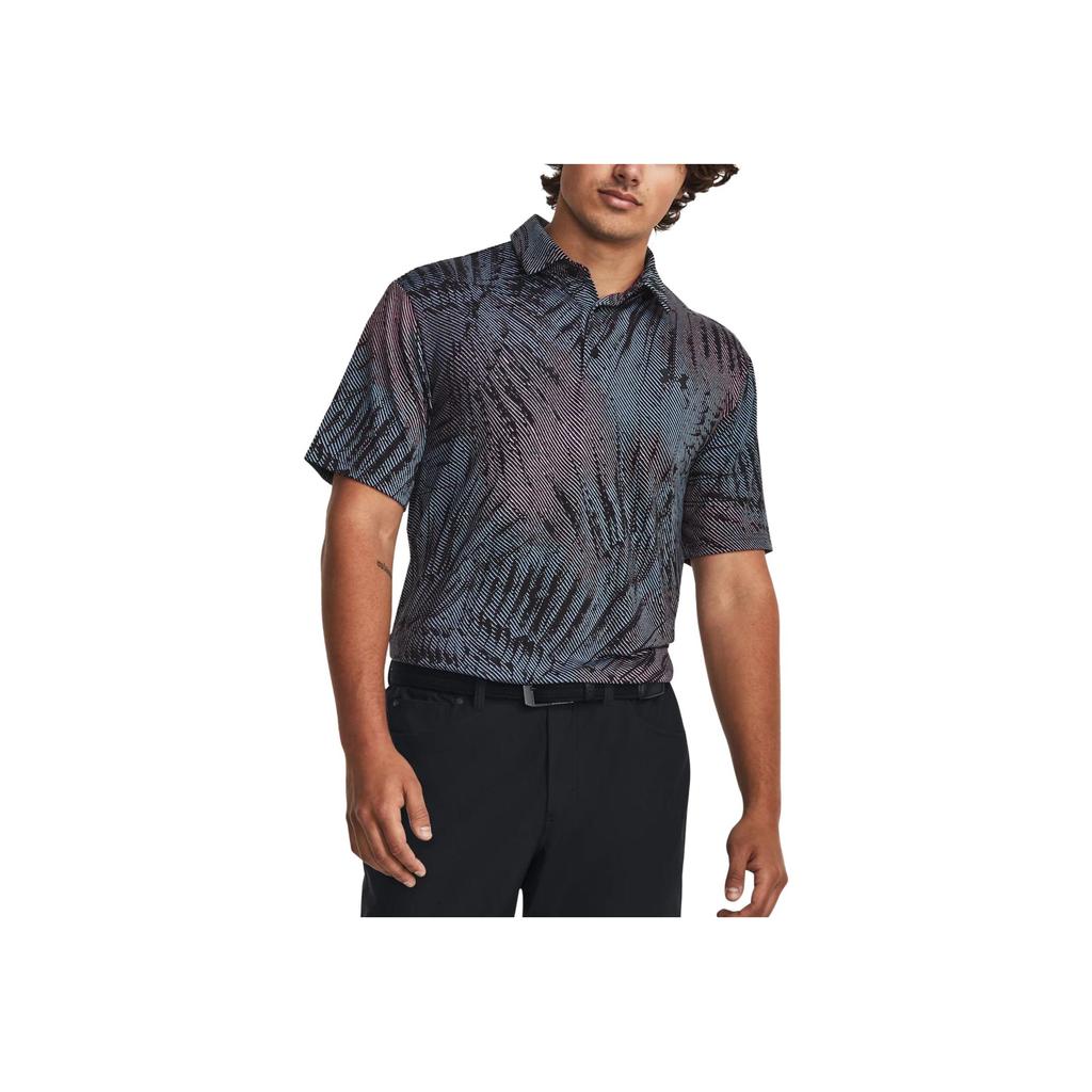 Under Armour Patterned Casual Golf Quick-Dry Polo Shirt Men tops Black 1378677-005