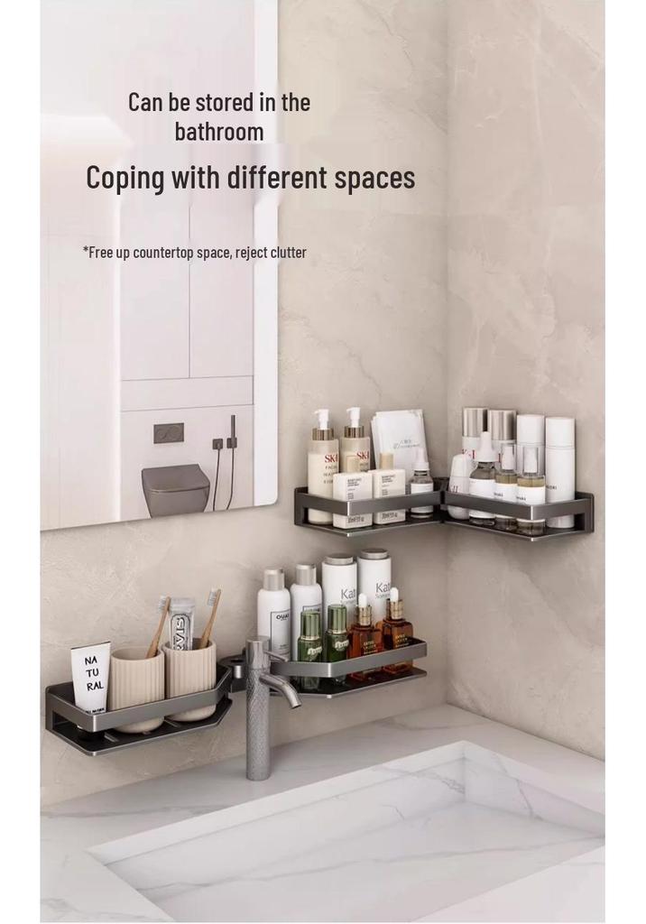 Wall-Mounted Aluminum Seasoning Rack - Punch-Free Kitchen Storage Shelf for Condiments