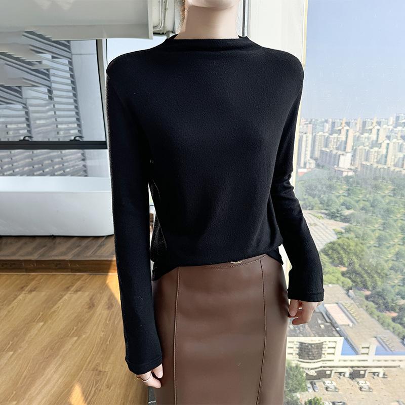 Autumn and Winter Women's Half-high Neck Knit Top Skin-friendly Soft Bottoming Shirt