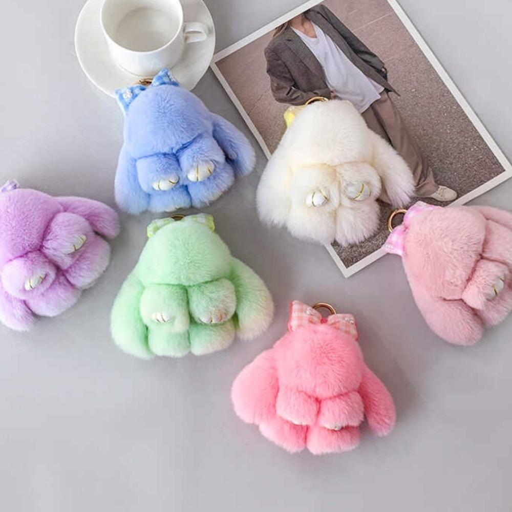Sequin Shiny Bunny Dolls Keychain Pearl Plush Rabbit Key Ring Rabbit Fur Keychain  Car Key Chain