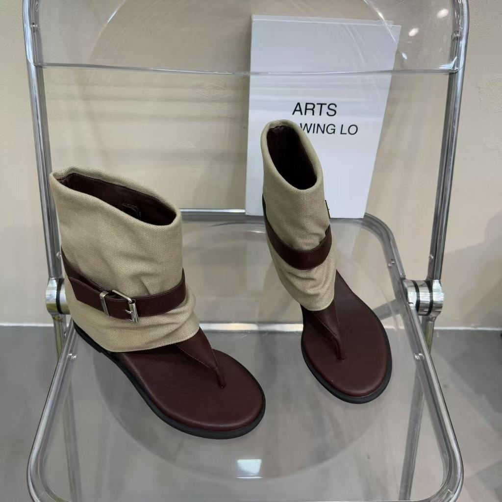 Popular! Summer new toe belt buckle flat bottom inner height increase high top cool boots rear zipper fashion sandals women's models