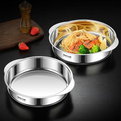 Certification Pure 304 Stainless Steel Dining Basin Fall Resistant Never Deform Salad Bowl Family Tablware Dinner Plate