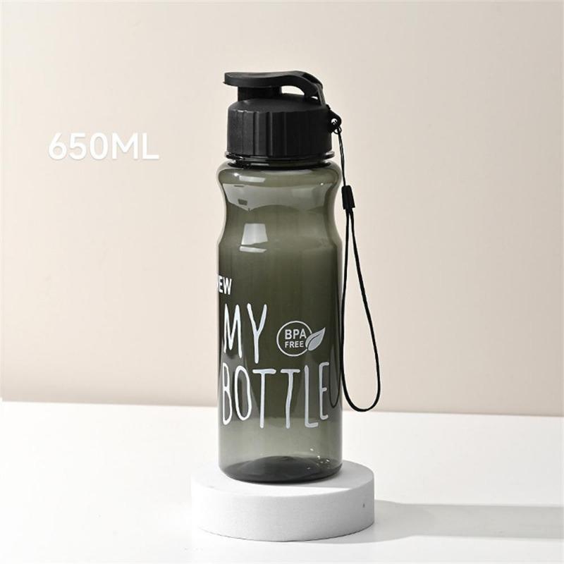 1Pc  650ml Water Cup Sport Water Bottle Couple Water Cup Plastic Portable Water Container Anti-drop Outdoor Rope Water Bottl Gift Mug WBL