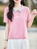 Women's Summer Short-Sleeve Cotton Polo with Contrast Collar