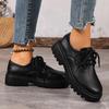 British Style Platform Oxford Shoes for Women Fashion Lace Up Thick Bottom Pu Leather Shoes Wman Plus Size 42 Office Work Shoes