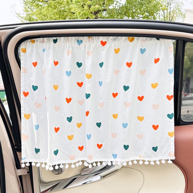 Blue Rain Cartoon Cotton Car Window Sunshade with Suction Cups for Sun Protection and Heat Insulation