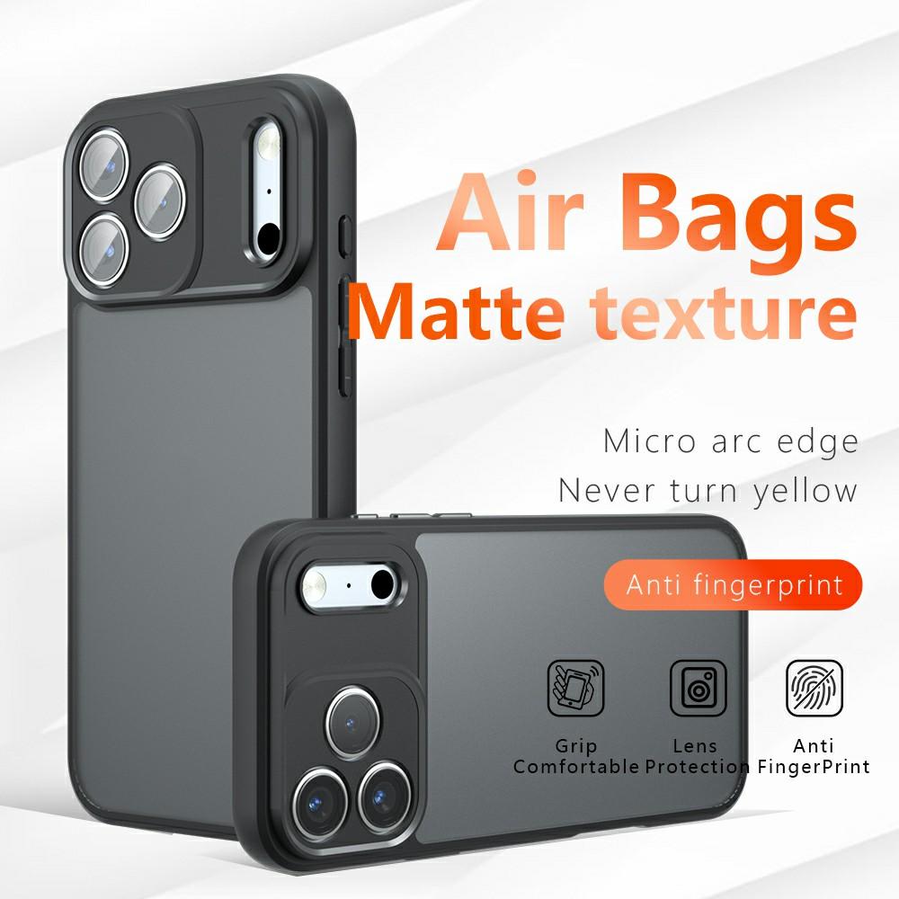For iPhone 17 Pro Max Case Skin-Touch TPU+PC Matte Phone Shell,Transparent Black
