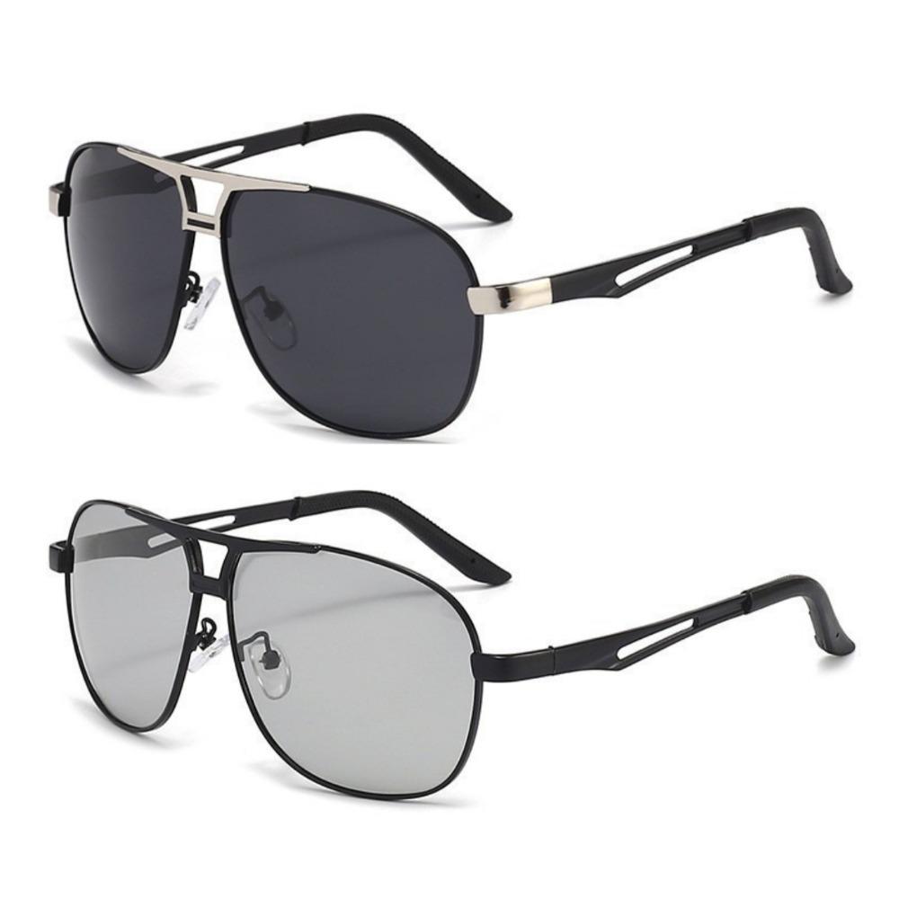 2PCS Pochromic Polarized Sunglasses UV400 Color-changing Lens for Men Anti-glare Driving Eyeglasses for Day and Night Using