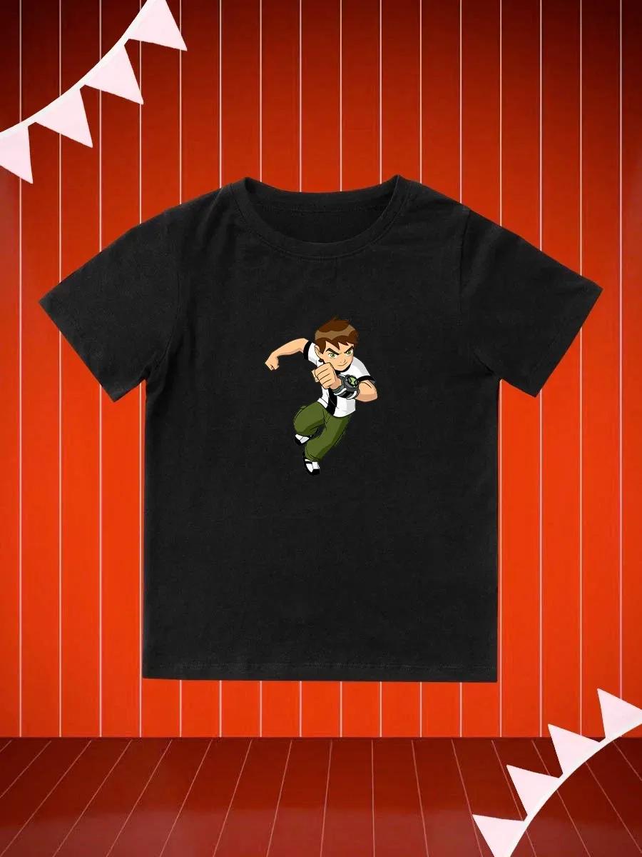 Round Neck Printed Pattern Pullover Short Sleeve Kids Tops Ben 10 130