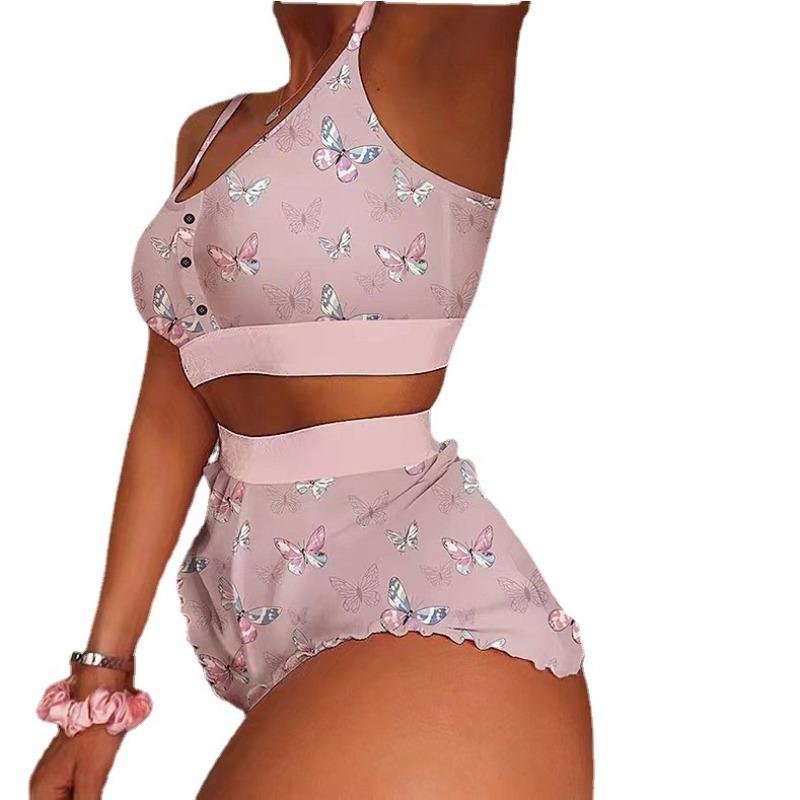 New Printed Suspender Pajamas Cool Thin Tight Sweet Pajamas Large Size