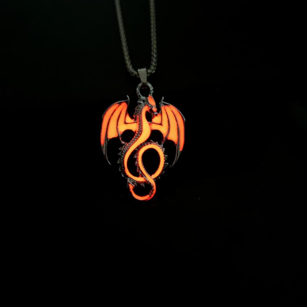 Punk Style Halloween Necklaces Dragon Hip Hop Neck Chains Cool Luminous Pendant Necklace  Women Men