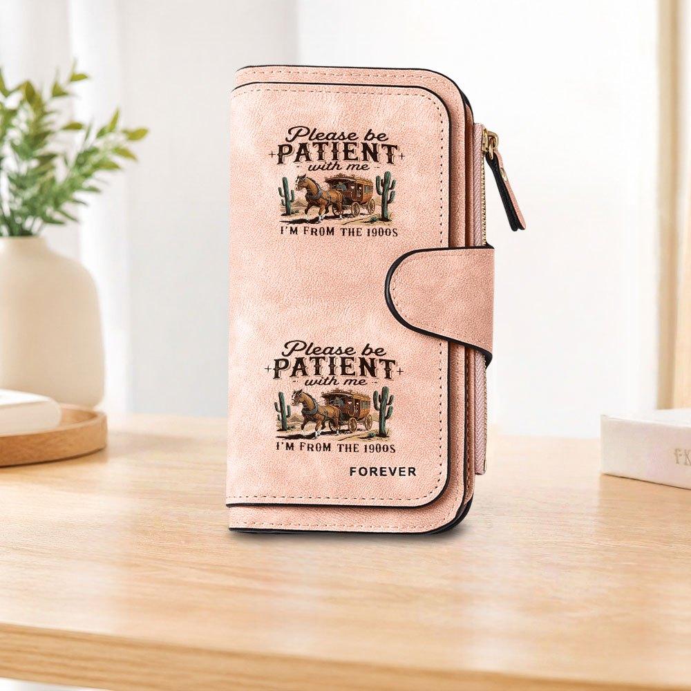 1pc Western Carriage Pattern Long Zipper Wallet, Large-capacity Card Holder, Unisex Clutch Bag, Stylish Zippered Coin Purse, Suitable for Daily Use,