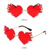 UV400 Protection Fire Heart Shaped Sunglasses Rimless Party Favor Eyewear  for Women & Men