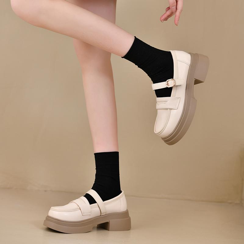 British Style Shoes Woman  Oxfords Shallow Mouth Round Toe Clogs Platform Casual Female Sneakers Loafers With Fur Flats Prep