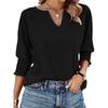 Women's Summer Loose V-neck Bat-sleeve Drawstring Colored Cotton T-shirt