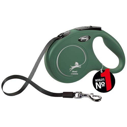 Flexi Classic Tape Dog Lead, Medium (Under 25kg), 5m, Olive Green