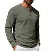Men's Round Neck Single-Breasted Long-Sleeve Loose Casual Top