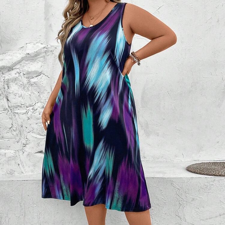 GMXIA Frühling Sommer Damenmode Print Plus Größe Damen Kleid Frauen