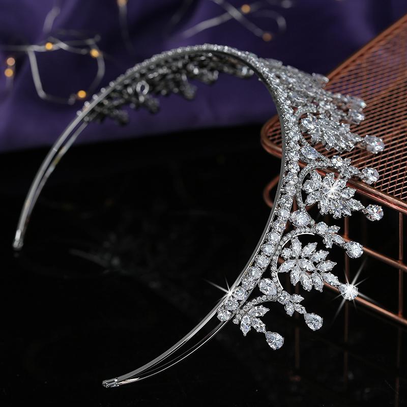 High-end Bridal Tiaras Copper Alloy Cubic Zircon Wedding Hair Accessories Hairband Shining Crystal Crowns BC5680
