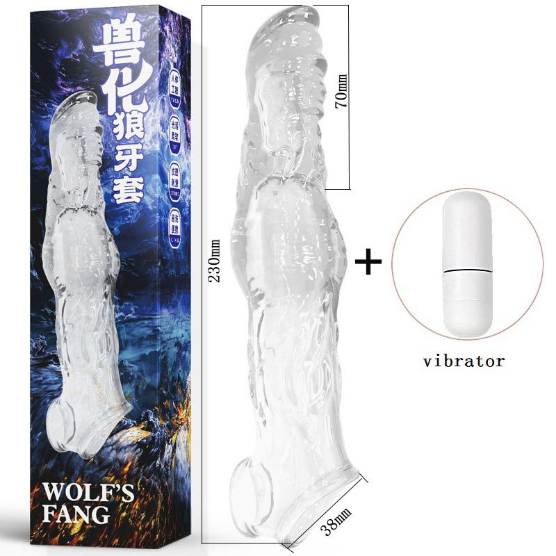 Extend Penis Enlargement Sleeve Vibrator Cock Ring Reusable Condoms Sex Toys for Men G Spot Vibrating