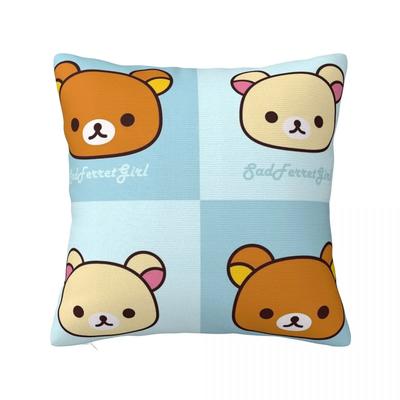 Federa per Cuscino Quadrata Rilakkuma Fragole Cuscini in Poliestere per Divano Orso Animale Federe Creative per Cuscini