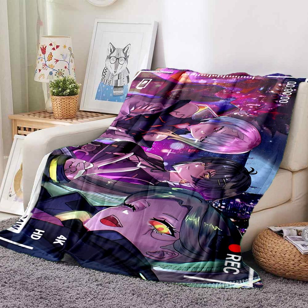 1Pc Cyberpunk Dreamscape Flannel Blanket, Soft And Comfortable, Casual Warm, Camping Travel, Christmas, Halloween Xmas Gift S1603
