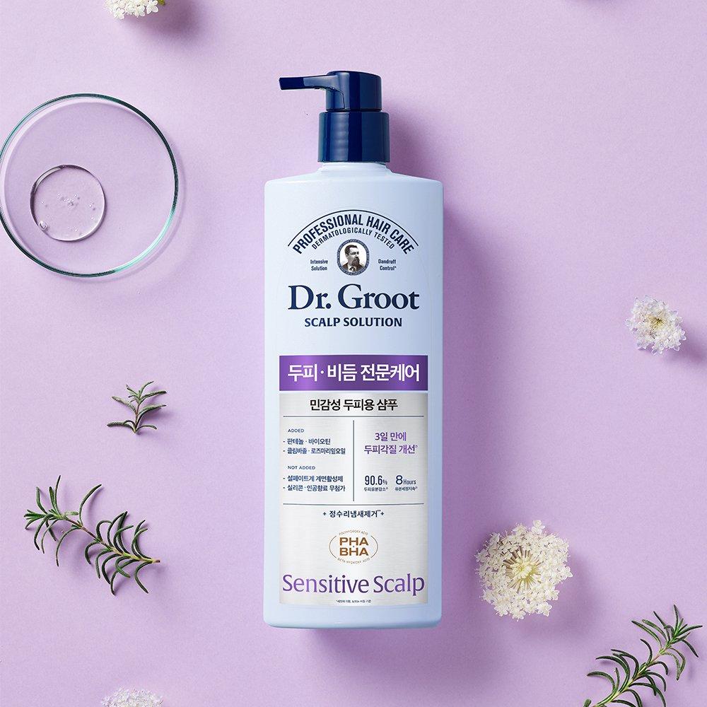 Dr.Groot Solution pour le Cuir Chevelu Antipelliculaire Soin du Cuir Chevelu Shampooing pour Cuir Chevelu Sensible, 700 ml