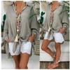 GMXIA Cotton and Linen Shirt, Plus-size Women's Shirt, Loose Long-sleeved Casual Shirt, Women's Top