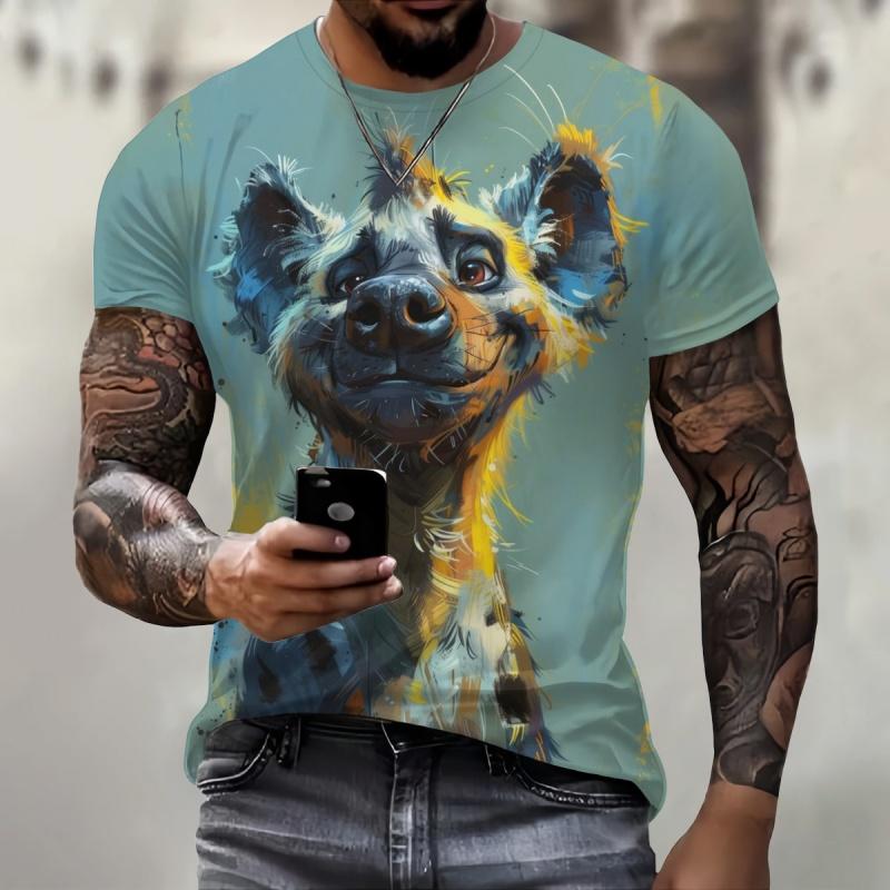 Tricou cu Model Vulpe Iepure Struț Pentru Bărbați Tricouri Amuzante cu Animale Imprimate 3D Topuri Casual cu Mânecă Scurtă și Gât Rotund Tricouri Stradale