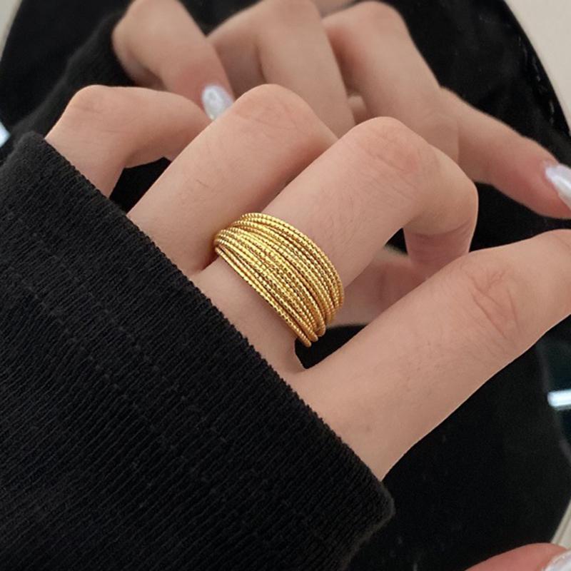 Vintage Brushed Metal Matte Ring for Women Girl Gold Color Frosting Texture Zircon Engagement Design Jewelry Gifts Dropshipping