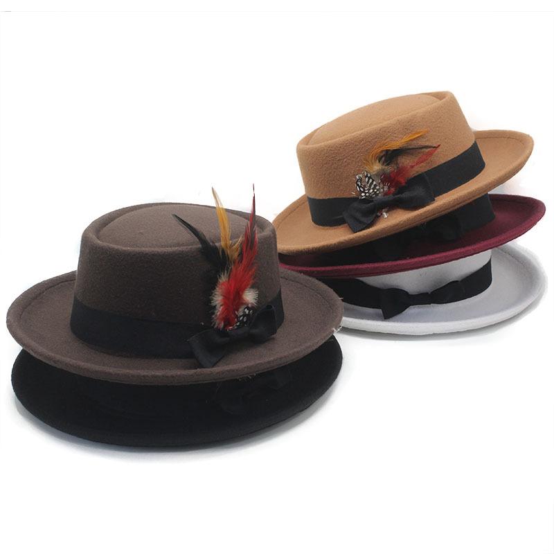 Retro Bump Top Jazz Hat Gentleman's Hat, Imitation Woolen British Hat Top Hat Stage Hat