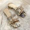 Mode Damen Schuhe Hausschuhe für Damen 2024 Neu Luxus Perle Strass Klobiger Absatz Hausschuhe Sommer Damen Schuhe Schmetterlingsknoten Sandalen