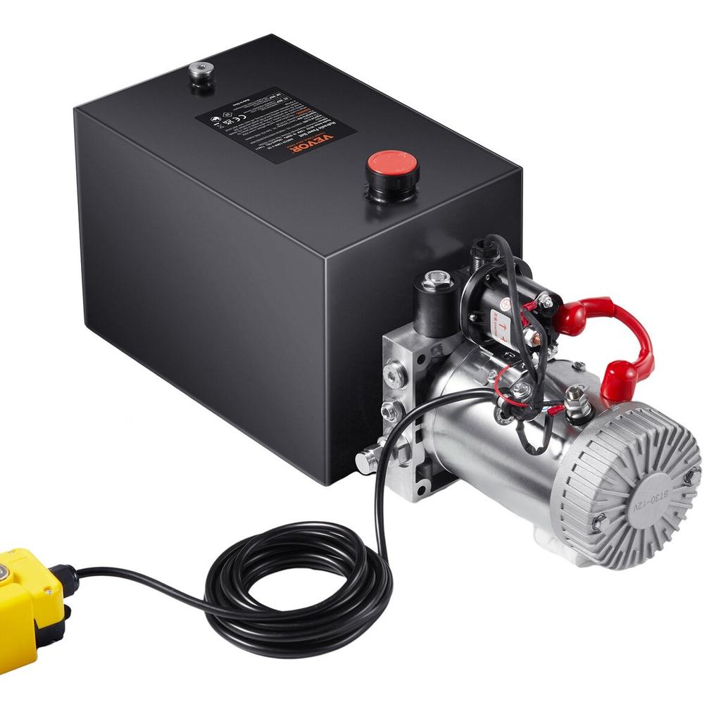 Hydraulic Pump 12 Quart Single Acting Dump Trailer Pump Power Unit DC 12V