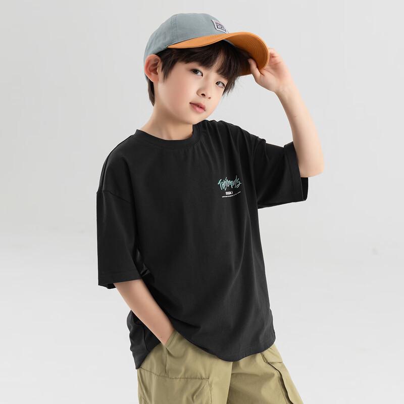 Boys' Cooling Stretch Letter Print Retro Short Sleeve T-Shirt
